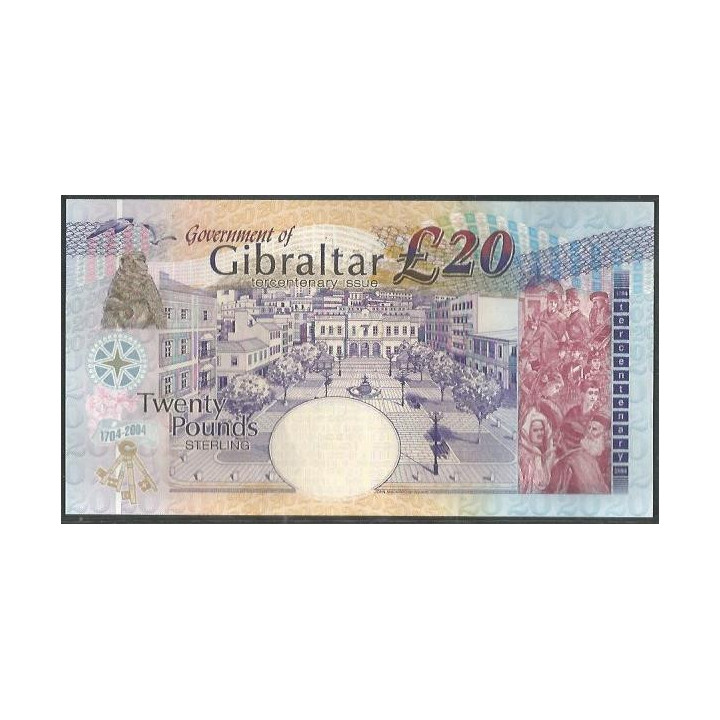 Gibraltar 20 Pounds 4 Ago 2006 P31a reverso