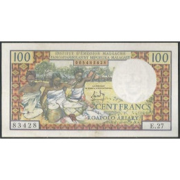 Madagascar 100 Francs ND1966 P57a