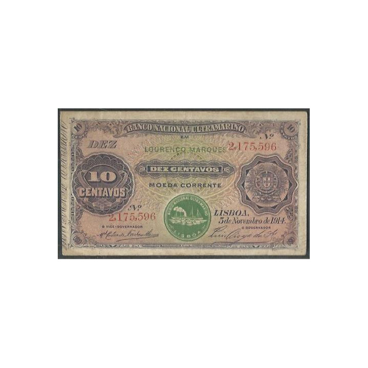 Mozambique 10 Centavos 5 Nov 1914 P53