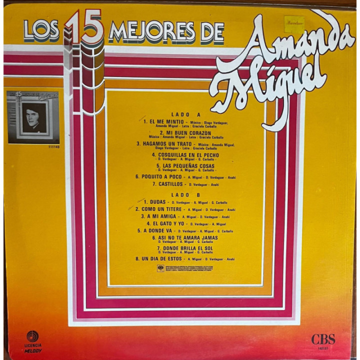 Amanda Miguel - Los Mejore 15 de Amanda Miguel reverso