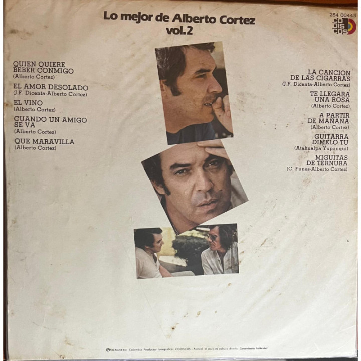 Alberto Cortez - Lo Mejor de Alberto Cortez Vol.2 reverso