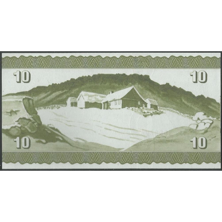 Islas Faroe 10 Kronur L1974 (74) P18a reverso