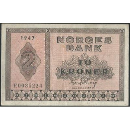 Noruega 2 Kroner 1947 P16b