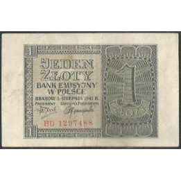 Polonia 1 Zloty 1 Ago 1941 P99