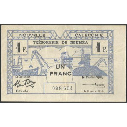 Nueva Caledonia 1 Franc 29 Mar 1943 P55