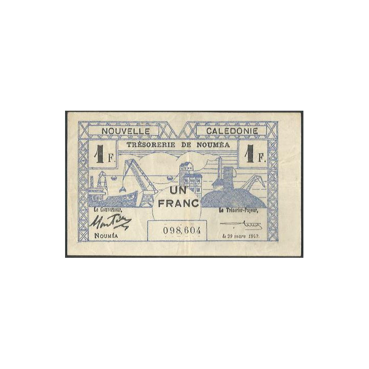 Nueva Caledonia 1 Franc 29 Mar 1943 P55