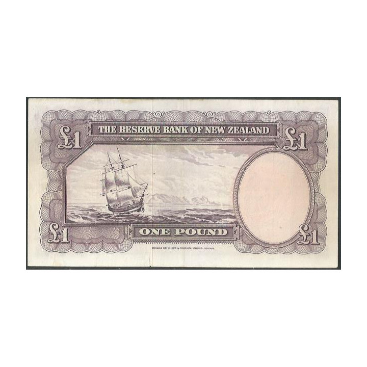 Nueva Zelanda 1 Pound ND1956-60 Firma 6 P159c reverso