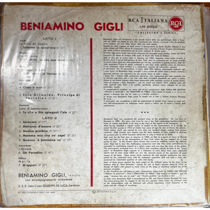 Beniamino Gigli - Beniamino Gigli reverso
