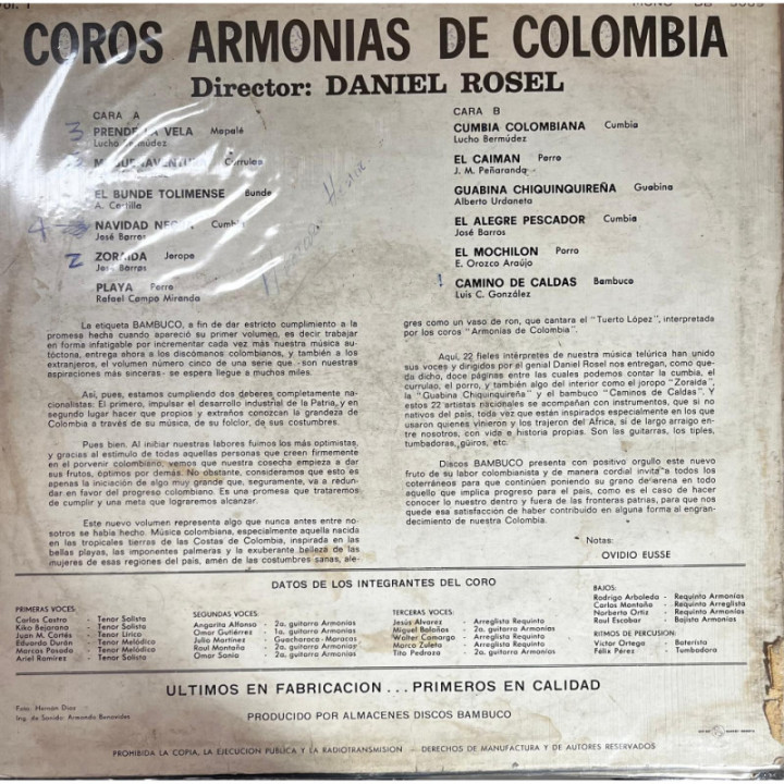 Coros Armonias de Colombia - 22 Voces con Ritmos reverso