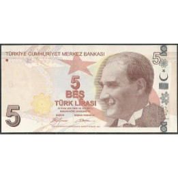 Turkya 5 Liras ND2009 P222a