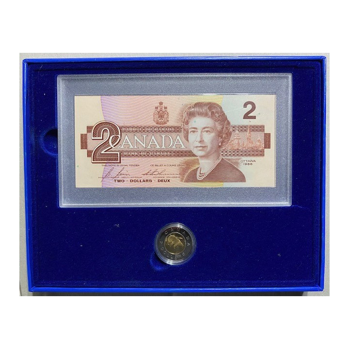 Canada Set proof Moneda y Billete 2 Dollars 1996