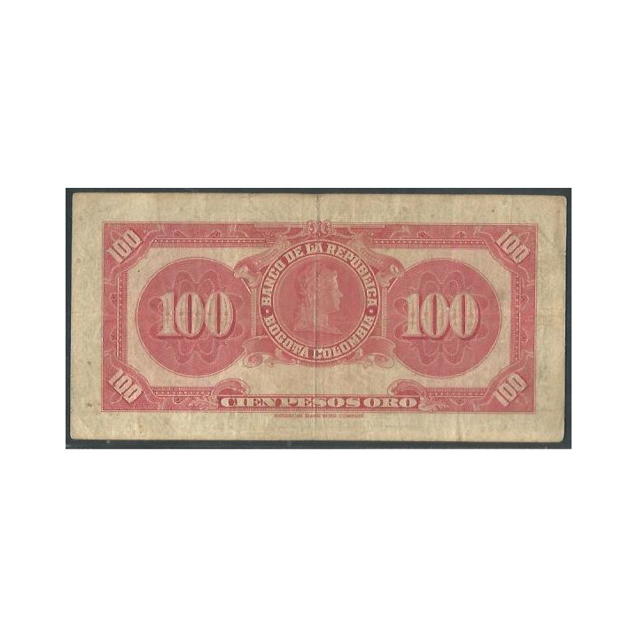 Billete de 100 Pesos 1 Ene 1951 6 Dig BGW289 reverso