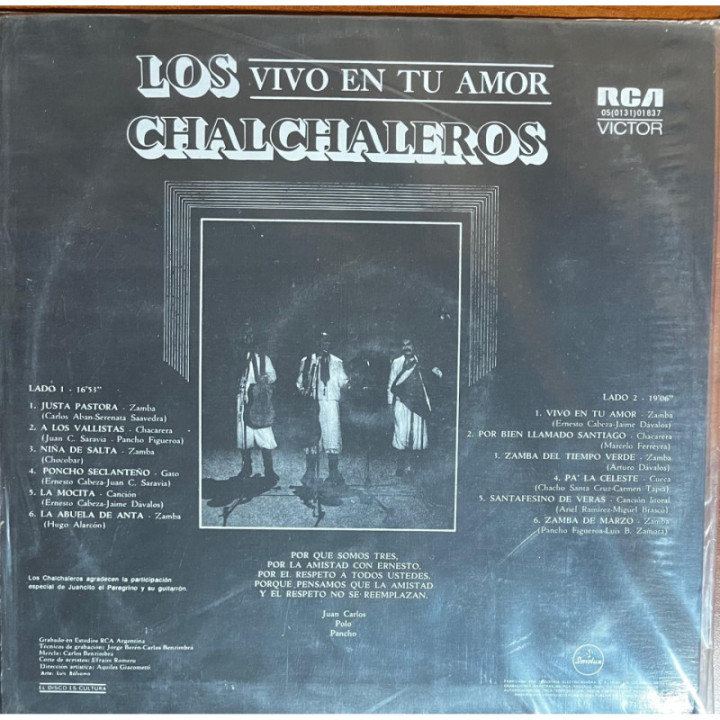 Los Chalchaleros - Vivo en Tu Amor reverso