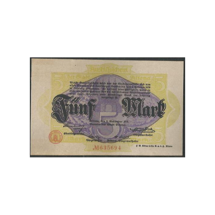 Alemania - Altona 5 Mark 2 Nov 1918