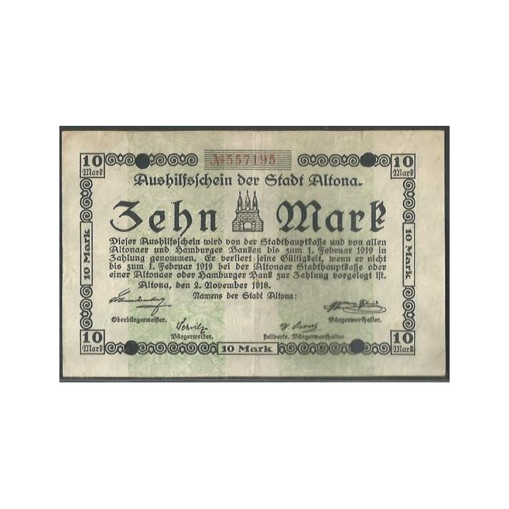 Alemania - Altona 10 Mark 2 Nov 1918