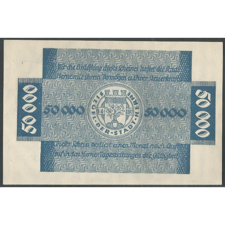 Alemania - Herne 50.000 Mark 25 Ago 1923 reverso
