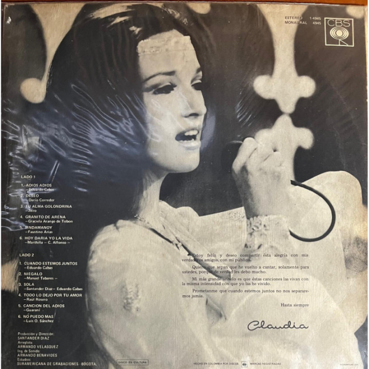 Claudia de Colombia - Cuando Estemos Juntos reverso