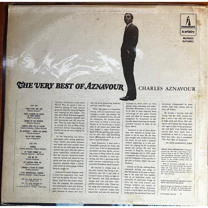 Charles Aznavour - The Very Best Of Aznavour reverso