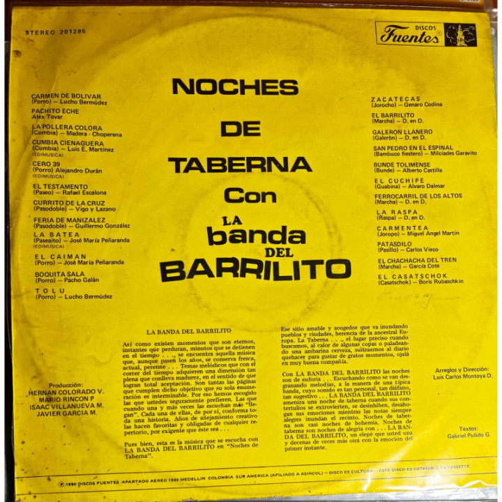 La Banda Del Barrilito - Noches de Taberna reverso