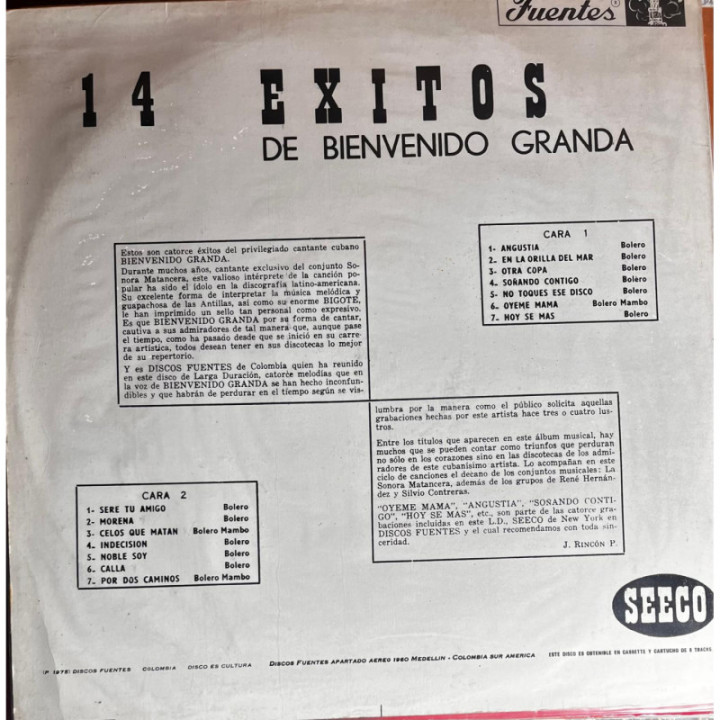 Bienvenido Granada - 14 Exitos reverso