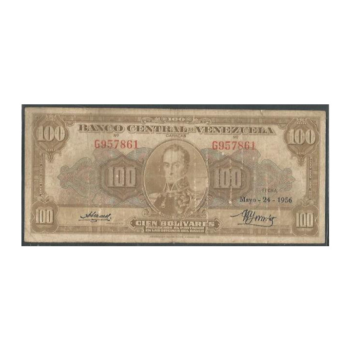 Venezuela 100 Bolivares 24 May 1956 G 6 Dig P34c