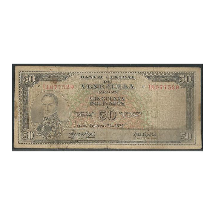 Venezuela 50 Bolivares 22 Feb 1972 T7 P47g
