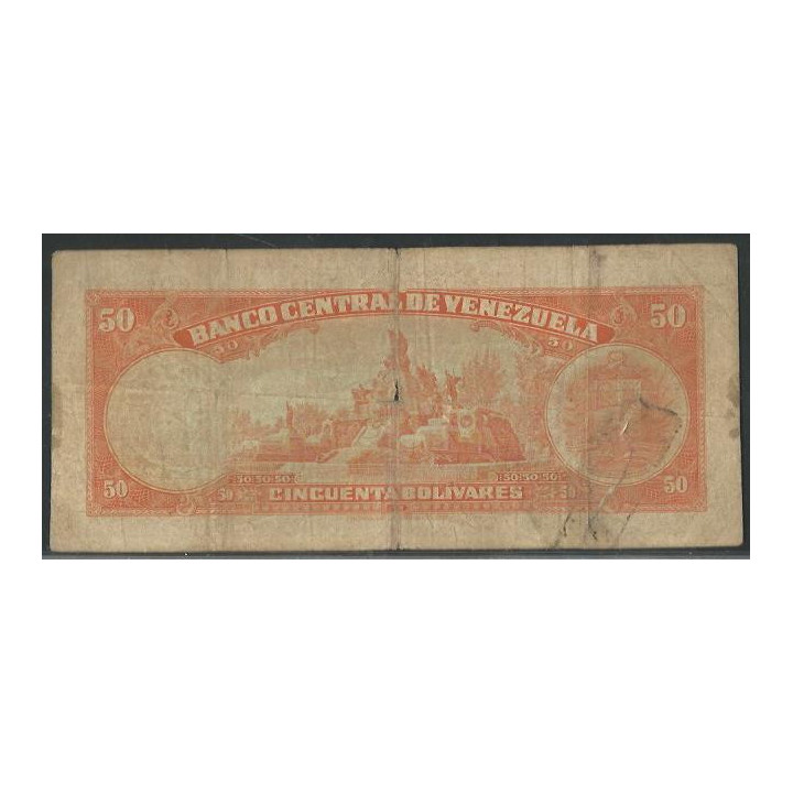 Venezuela 50 Bolivares 22 Feb 1972 T7 P47g reverso