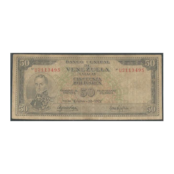 Venezuela 50 Bolivares 22 Feb 1972 U7 P47g