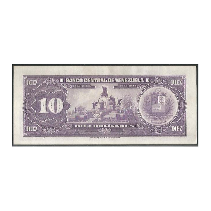 Venezuela 10 Bolivares 29 Ene 1974 E 8 Dig P51d reverso