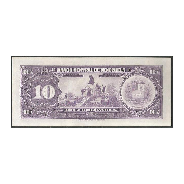 Venezuela 10 Bolivares 29 Ene 1974 G 8 Dig P51d reverso