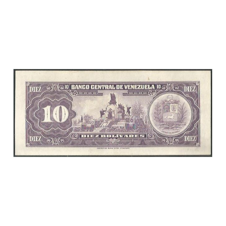 Venezuela 10 Bolivares 27 Ene 1976 J 8 Dig P51e reverso