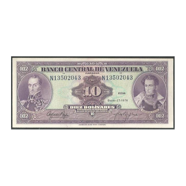 Venezuela 10 Bolivares 27 Ene 1976 N 8 Dig P51e