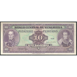 Venezuela 10 Bolivares 27 Ene 1976 P 8 Dig P51e
