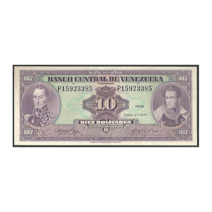 Venezuela 10 Bolivares 27 Ene 1976 P 8 Dig P51e