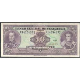 Venezuela 10 Bolivares 27 Ene 1976 R 8 Dig P51e