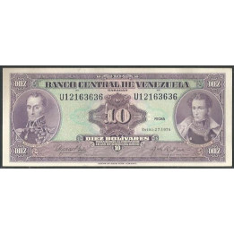Venezuela 10 Bolivares 27 Ene 1976 U 8 Dig P51e