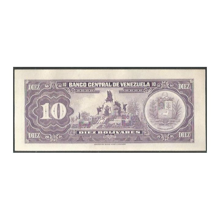 Venezuela 10 Bolivares 27 Ene 1976 U 8 Dig P51e reverso