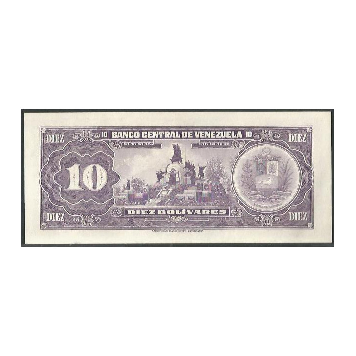 Venezuela 10 Bolivares 7 Jun 1977 A 8 Dig P51f reverso