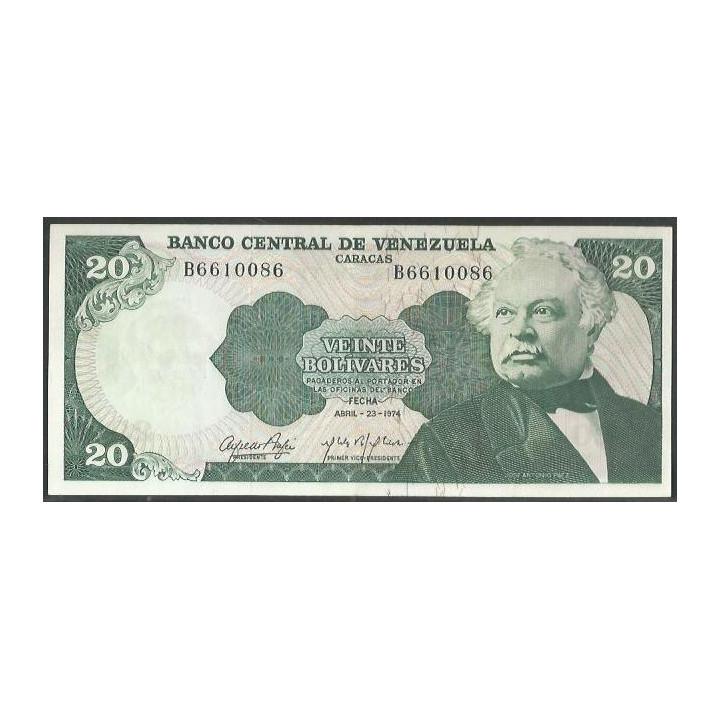 Venezuela 20 Bolivares 23 Abr 1974 B 7 Dig P53a
