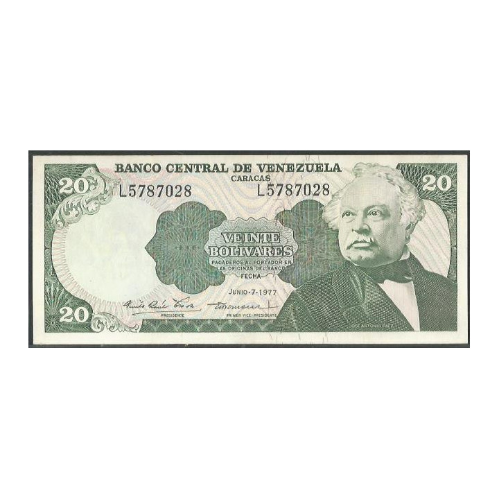 Venezuela 20 Bolivares 7 Jun 1977 L 7 Dig P53b