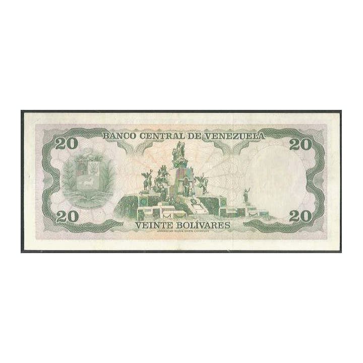 Venezuela 20 Bolivares 7 Jun 1977 L 7 Dig P53b reverso