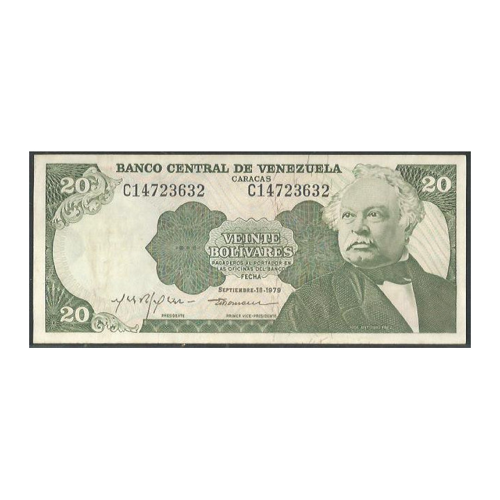 Venezuela 20 Bolivares 18 Sep 1979 C 8 Dig P53c