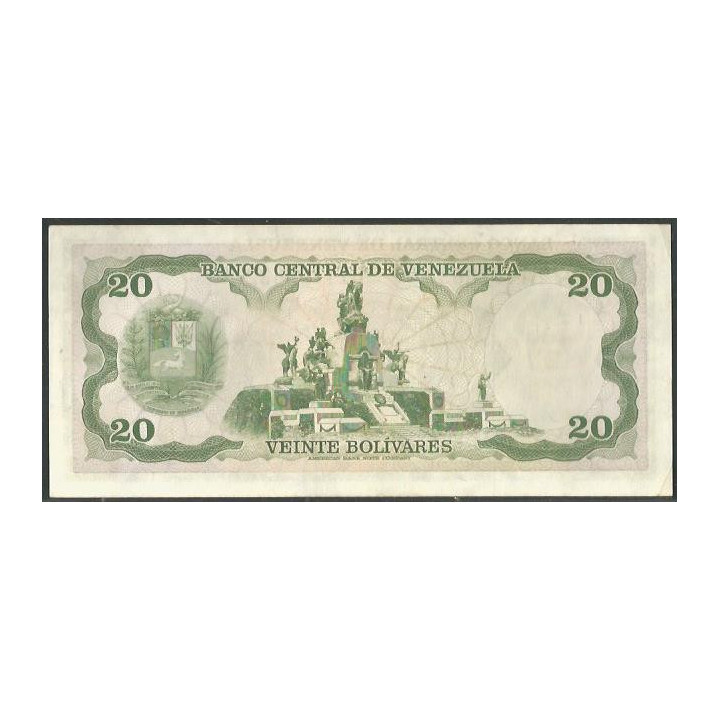 Venezuela 20 Bolivares 18 Sep 1979 C 8 Dig P53c reverso