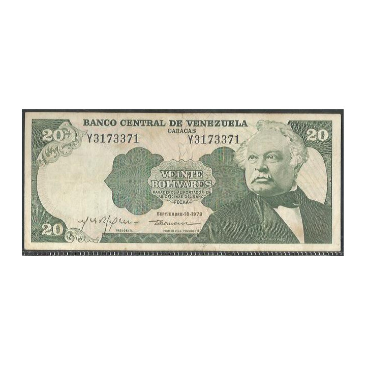 Venezuela 20 Bolivares 18 Sep 1979 Y 7 Dig P53c