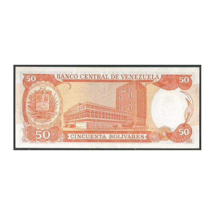 Venezuela 50 Bolivares 7 Jun 1977 H 7 Dig P54d reverso