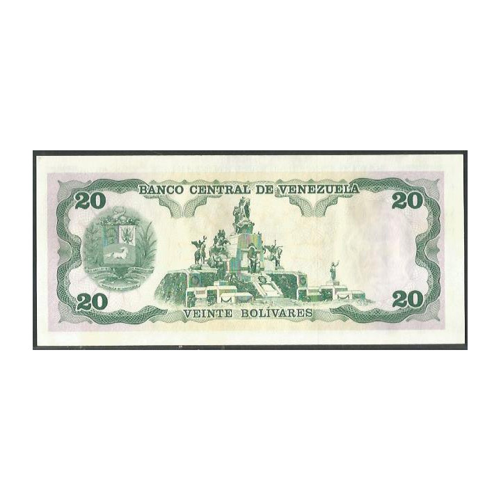 Venezuela 20 Bolivares 8 Dic 1992 V 8 Dig P63d reverso