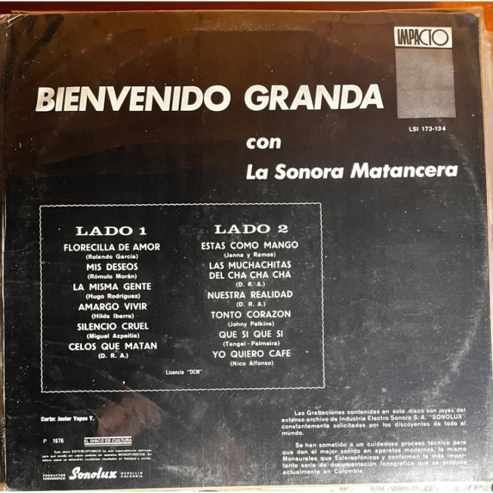 Bienvenido Granada - con La Sonora Matancera reverso
