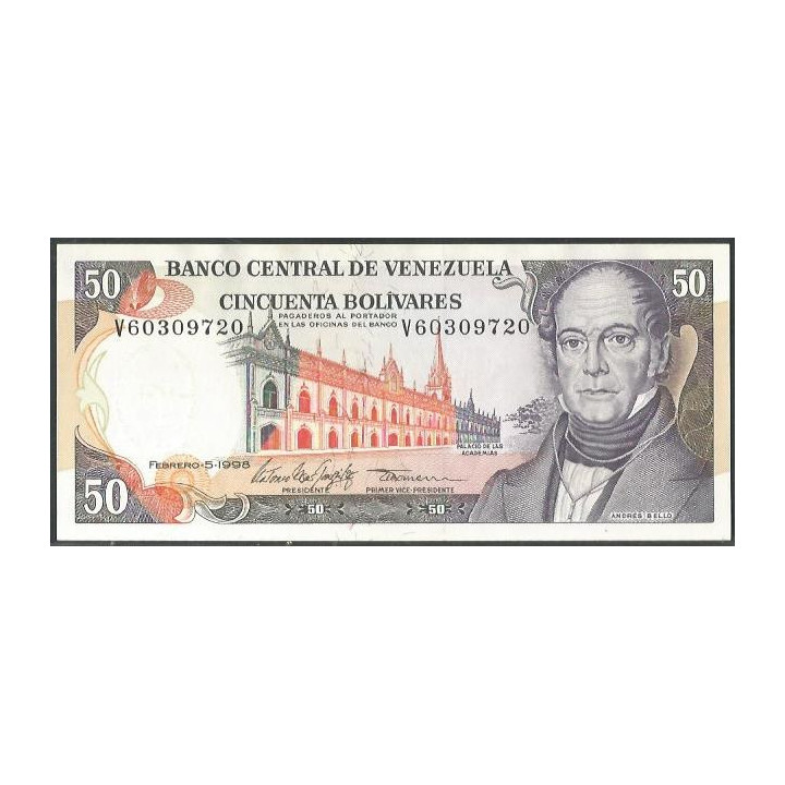 Venezuela 50 Bolivares 5 Feb 1998 V 8 Dig P65f