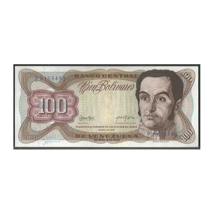 Venezuela 100 Bolivares 27 Ene 1976 P 7 Dig P55c
