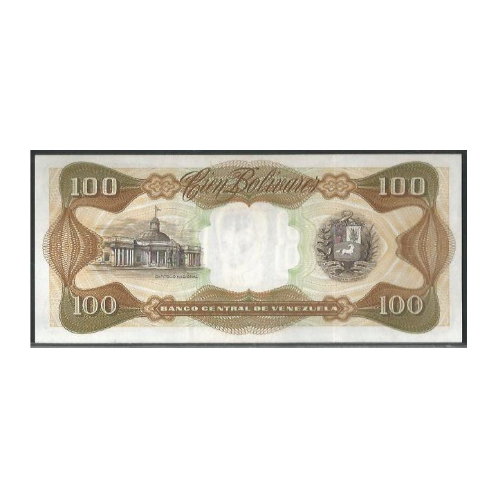 Venezuela 100 Bolivares 27 Ene 1976 P 7 Dig P55c reverso